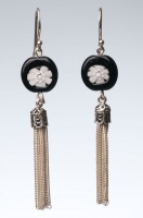 Black and White - Silver Tassle Earring