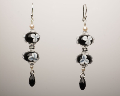 Black and White Victorian Style Dangle Earrings
