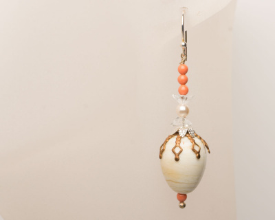 Ivory White Handmade Lampwork Glass Earrings
