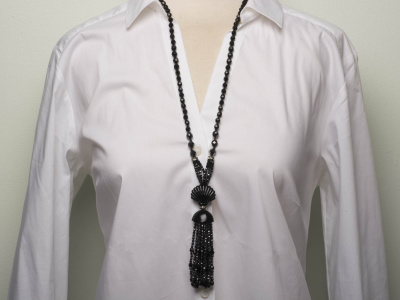 Long black Handmade Pendant Necklace Edwardian Style Art Nouveau Flapper