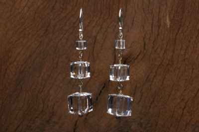 Dainty Crystal Cubes Vintage Style Wedding Dangle Earrings