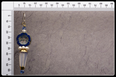 Cobalt Blue Glass Flower BOHO Dangle Earrings